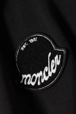 Buy Moncler Black Logo Patch Hoodie in Cotton For Men Online