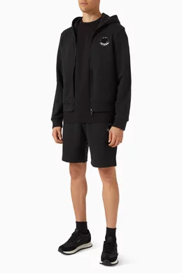 Buy Moncler Black Logo Patch Hoodie in Cotton For Men Online