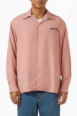 Buy WACKO MARIA Pink 50s Embroidered Shirt in Tencel For Men