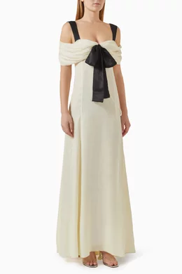 Buy SIEDRES Neutral Elodie Off-shoulder Maxi Dress in Chiffon For Women  Online | Ounass Oman