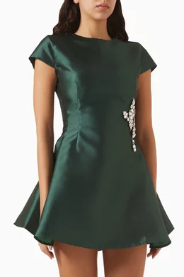 knee length dresses for ladies Mac Duggal Women's Embellished Short Sleeve Empire Waist Dress