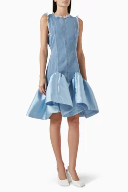 Buy Marques Almeida Blue Mikado-puff Mini Dress in Denim For Women