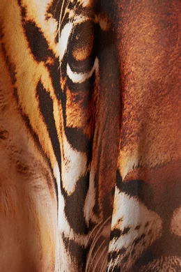 Caftan Long Roberto Cavalli X SKIMS - Imprimé Zèbre, Dos Nu, Soie Pure - Taille M