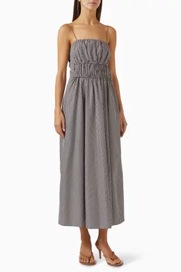 cos brown striped dress Buy COS Brown Striped Midi Dress in Cotton For Women Online