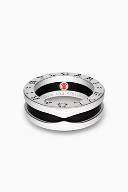 Buy Bvlgari Grey Save the Children Ring in Sterling Silver
