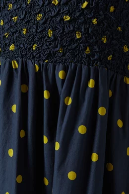 damson madder yellow polka dot dress x Anthropologie Meri Mini Swing Discover the unique aesthetic of Damson Madder with this versatile piece Meri Mini Dress | Nuuly