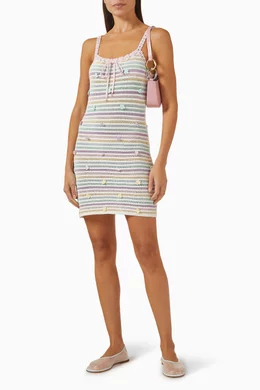 knee length dresses for ladies Casablanca Crochet Knit Mini Dress With Patches – Balardi main image 0