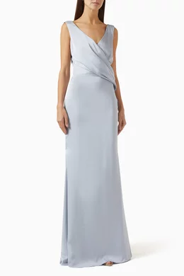 Buy Lavish Alice Blue Elle Draped Maxi Dress in Satin For Women Online |  Ounass Oman