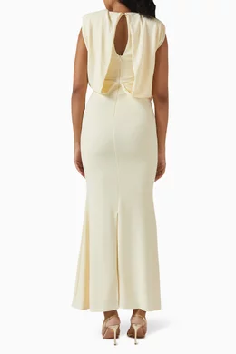 club london yellow dress Dressing Up | Lemon One Shoulder Maxi With Open Back Detail  L Plunge halter Diva | Yellow Slashed-Neck Maxi