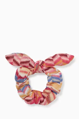 Buy Missoni Red Chevron Knitted Scrunchie For Girls Online  display picture 2