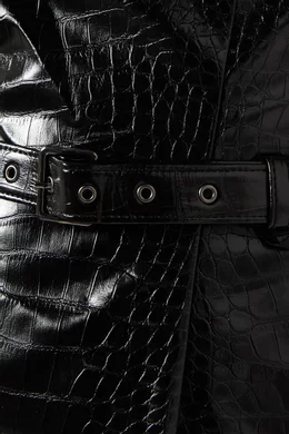 Buy Toccin Black Vivian Strapless Croc-embossed Midi Dress in Faux-leather  For Women Online | Ounass Oman
