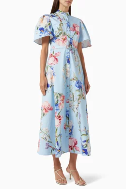 Buy Leo Lin Blue Bianca Midi Dress in Cotton For Women Online | Ounass Oman
