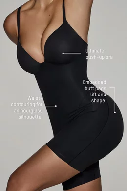 SKIMS PUSH-UP BUTT ENHANCING パッド入りボディスーツ Buy SKIMS Brown Ultimate Body Push-up Butt Enhancing Padded Mid