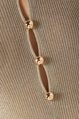 slim fit dress slacks Self-Portrait - Gold Lurex Peplum Knit Midi Dress