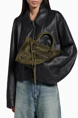 Buy Balenciaga Green Le City Small Bag in Suede For Women Online