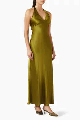 Buy Reformation Green Daniela Maxi Dress in Silk For Women Online | Ounass  Oman