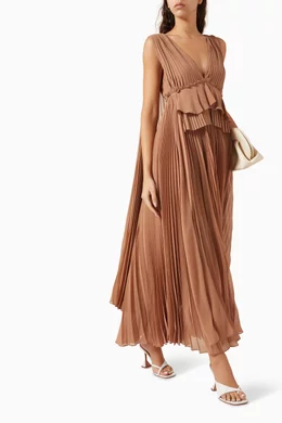 Buy Zimmermann Brown Memento Pleated Cape Gown For Women Online | Ounass  Oman