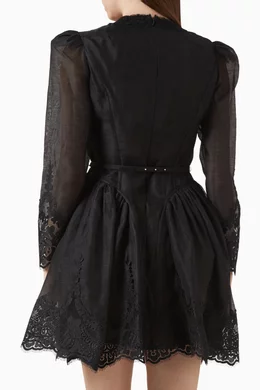 Buy Zimmermann Black Hypnotic Lace-trim Mini Dress in Linen Blend For Women  Online | Ounass Oman