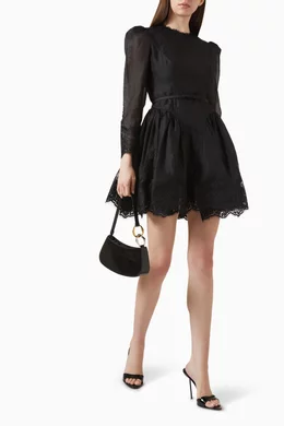 Buy Zimmermann Black Hypnotic Lace-trim Mini Dress in Linen Blend For Women  Online | Ounass Oman