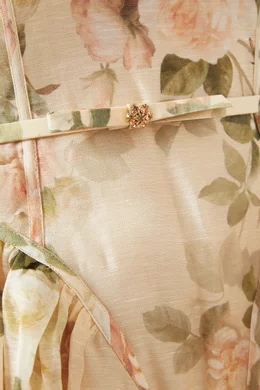 Buy Zimmermann Neutral Hypnotic Lace-trim Mini Dress in Linen Blend For  Women Online | Ounass Oman