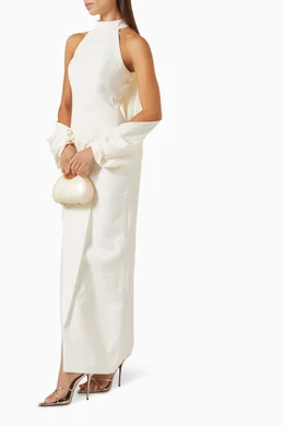 Buy Jenny K Tran Neutral Carlyle Off-shoulder Cape Maxi Dress For Women  Online | Ounass Oman