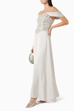 Buy Alize Grey Embellished Corset Dress in Silk For Women Online | Ounass  Oman