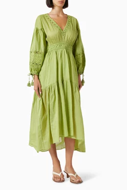 bohemian traders billow sleeve dress Buy Bohemian Traders Green Billow-sleeve Dress in Cotton For Women Online