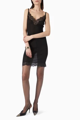 Buy SAINT LAURENT Black Lace Slim Mini Dress in Silk-jersey For Women  Online | Ounass Oman