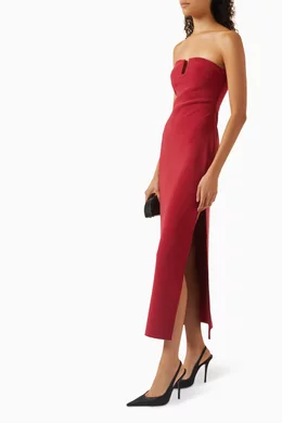 open lace back dress Bec & Bridge Celyse Strapless Dress in Rouge  Coco & Lola