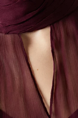 Buy Staud Burgundy Esther Mini Dress in Chiffon For Women Online