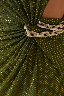 Buy Self-Portrait Green Rhinestone Maxi Dress For Women Online | Ounass Oman