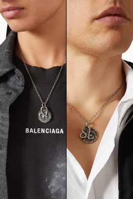 Buy Balenciaga Grey Leo Horoscope Necklace in Brass For UNISEX