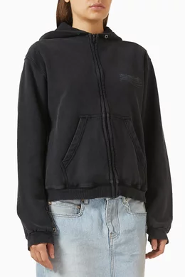 Buy Balenciaga Black Crayon Political Zip-up Hoodie in Fleece For