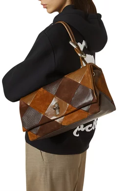 Buy Marc Jacobs Brown The Large Dual Patchwork Shoulder Bag in 