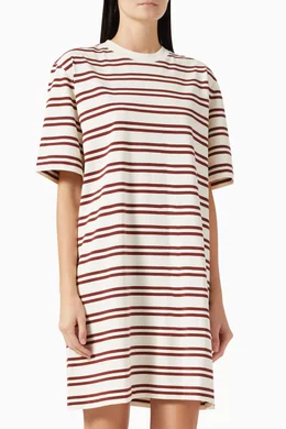 cos striped t shirt dress STRIPED SHORT-SLEEVED COTTON SHIRT DRESS - BLUE / STRIPED