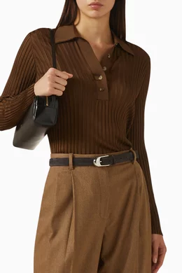 Buy Khaite Brown Dome Belt in Suede For Women Online  display picture 1