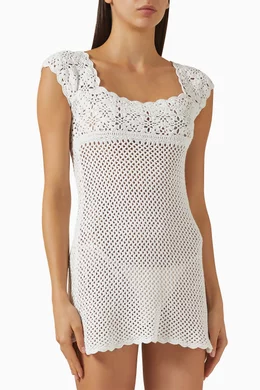 white christmas dresses Tulip Blue Crochet Mini Dress main image 1