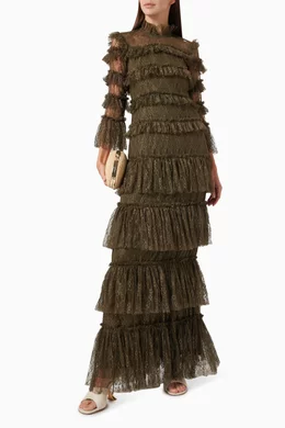 Buy Malina Green Carmine Maxi Dress in Lace For Women Online | Ounass Oman