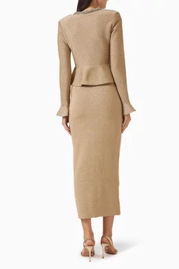 Buy Self-Portrait Gold Crystal-trim Midi Dress in Knit For Women Online |  Ounass Oman
