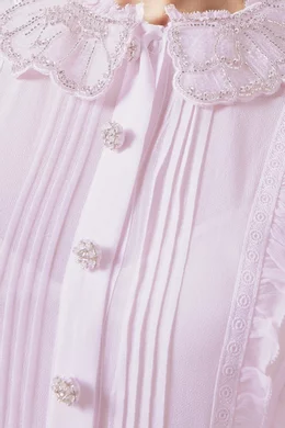open lace back dress GANNI dreamy maxi long pleated Georgette dress in pastel floral print –  BOREAL REBORN main image 0