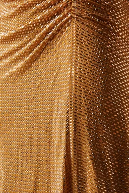 Buy Self-Portrait Gold Rhinestone Draped Midi Dress For Women Online |  Ounass Oman