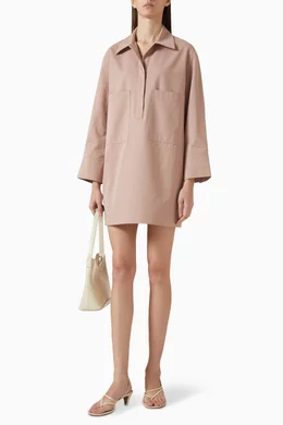 Buy COS Pink Utility Mini Shirt Dress in Cotton For Women Online | Ounass  Oman