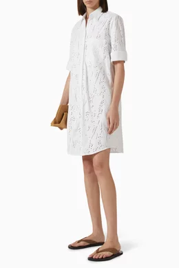cos shirt dress white GRANDAD-COLLAR MIDI SHIRT DRESS
