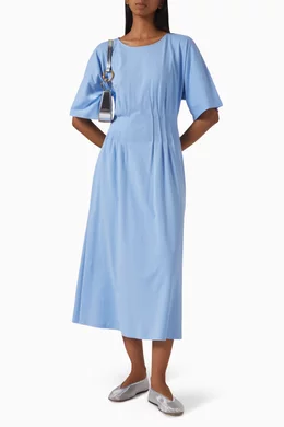 cos blue cotton dress Buy Pintuck Midi in For Women Online Faviana Dress 11510 Men's Short Sleeve Button-Up Size:14Y Machine wash Back length