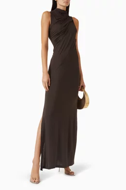 pink knitted dress Take A Little Time Mauve Knit Sweater Satin Maxi Dress Set