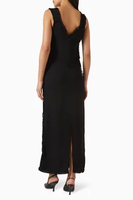 Buy Toteme Black V-neck Raw Slip Midi Dress For Women Online | Ounass Oman
