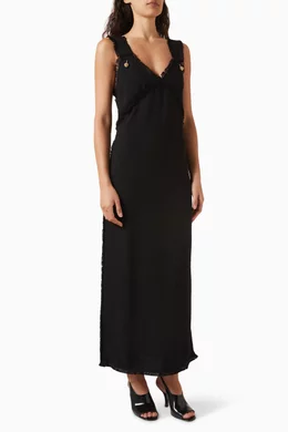 Buy Toteme Black V-neck Raw Slip Midi Dress For Women Online | Ounass Oman