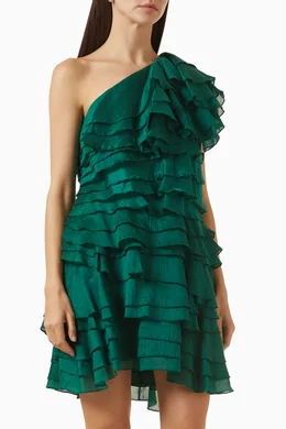 Buy Aje Green Rosaline One-shoulder Dress in Cotton For Women Online |  Ounass Oman