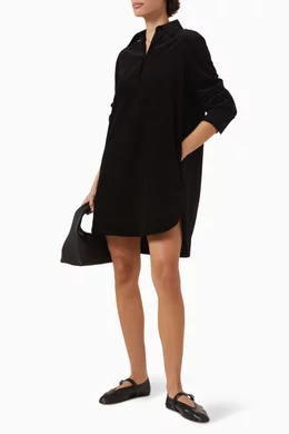 cos corduroy shirt dress CORDUROY MINI SHIRT DRESS - BLACK