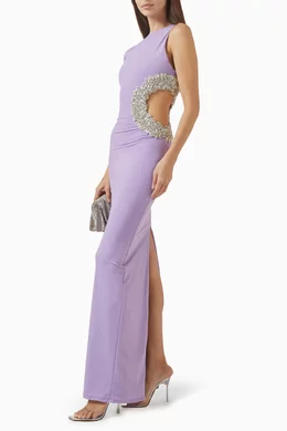 white christmas dresses Bronx and Banco - Camila Rhinestone Cutout Maxi Dress